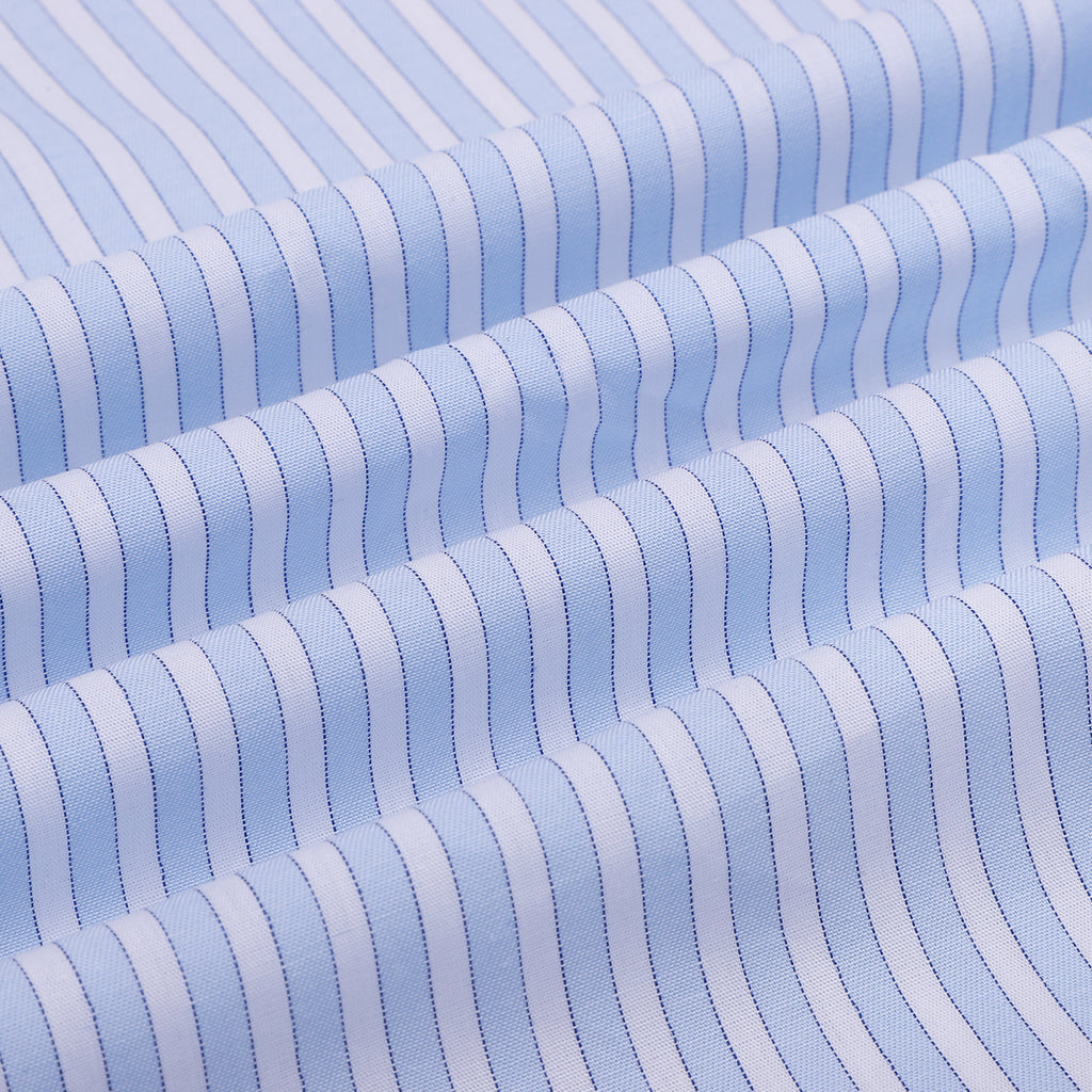 Monti Iceberg Blue Stripes 2 Ply Giza Cotton Shirt