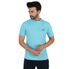 Soft Enzyme Washed Turquoise Blue Round Neck Cotton T-shirt