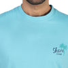 Soft Enzyme Washed Turquoise Blue Round Neck Cotton T-shirt