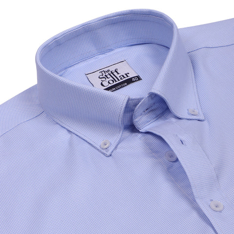 Monti French Navy Blue Stripes Button Down Satin Cotton Shirt