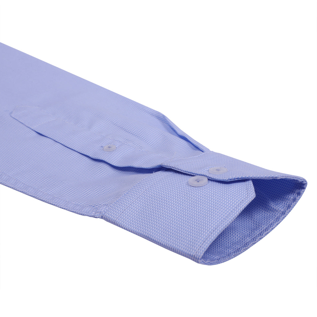 Luthai Fresh Blue Dobby Button Down 2 Ply Giza Cotton Shirt