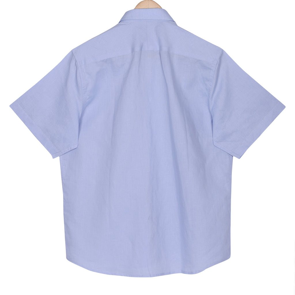Scuba Blue Half Sleeve Cotton Linen Shirt