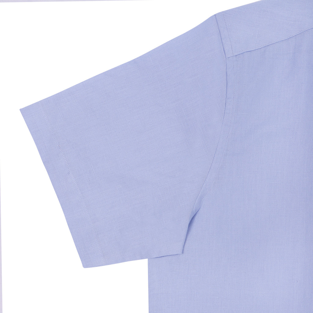Scuba Blue Half Sleeve Cotton Linen Shirt