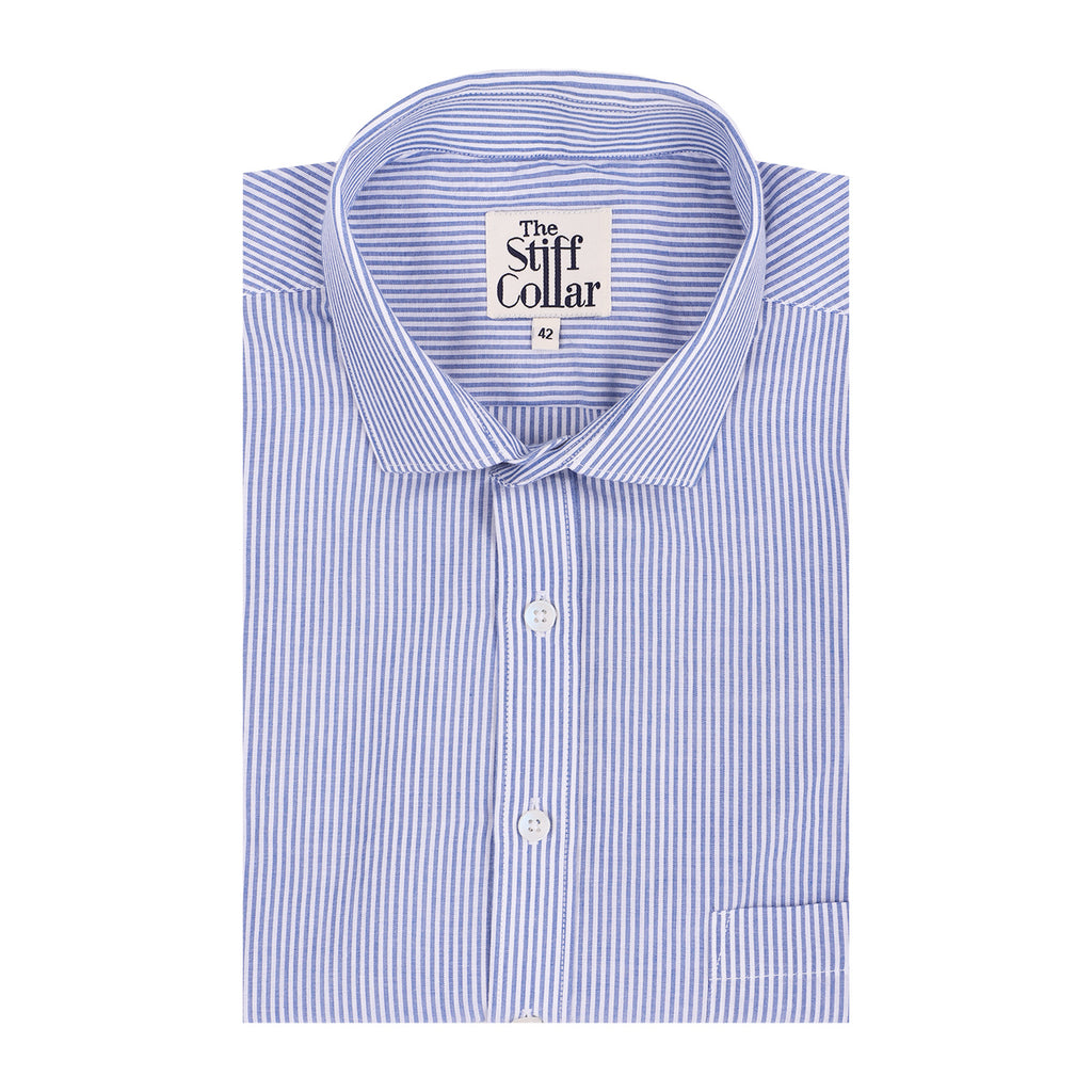 Sapphire Blue Stripes Half Sleeve Shirt