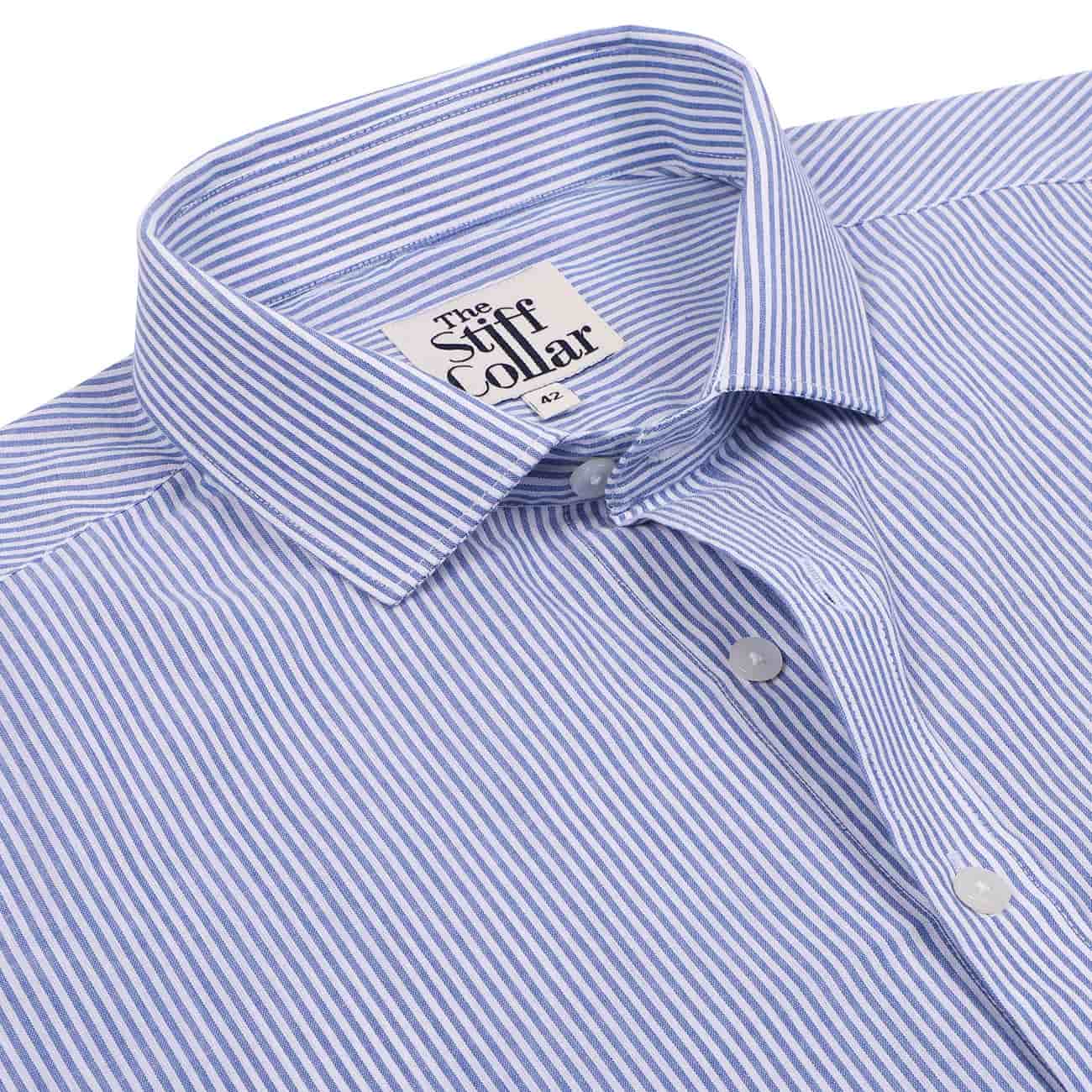 Sapphire Blue Stripes Half Sleeve Shirt