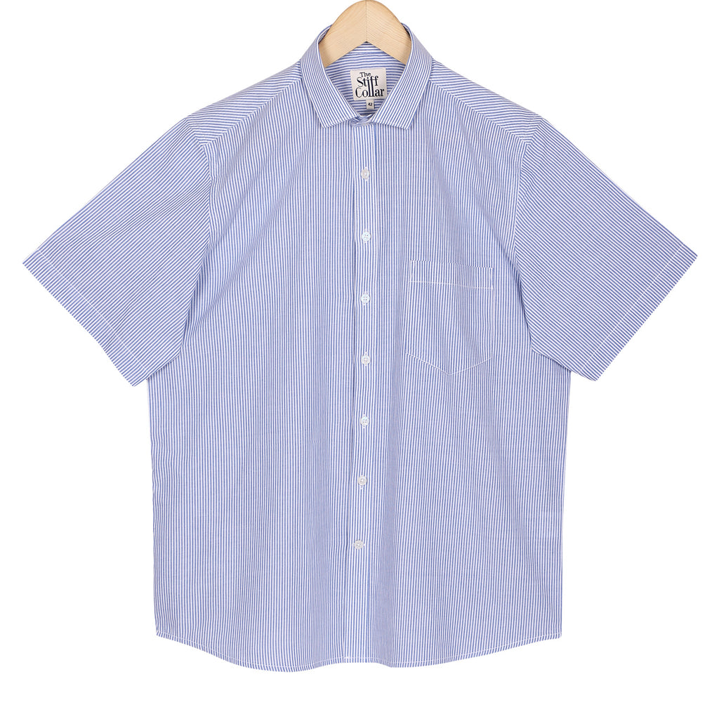 Sapphire Blue Stripes Half Sleeve Shirt