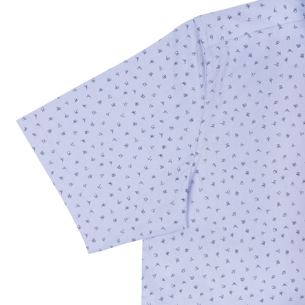 Sky Blue Twill Floral Print Half Sleeves Shirt