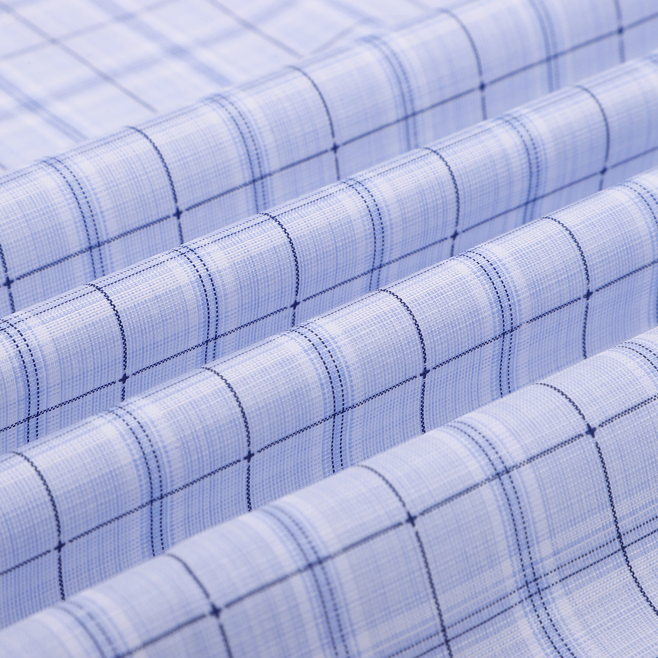 Baby Blue Zephir Checks Half Sleeves Cotton Shirt