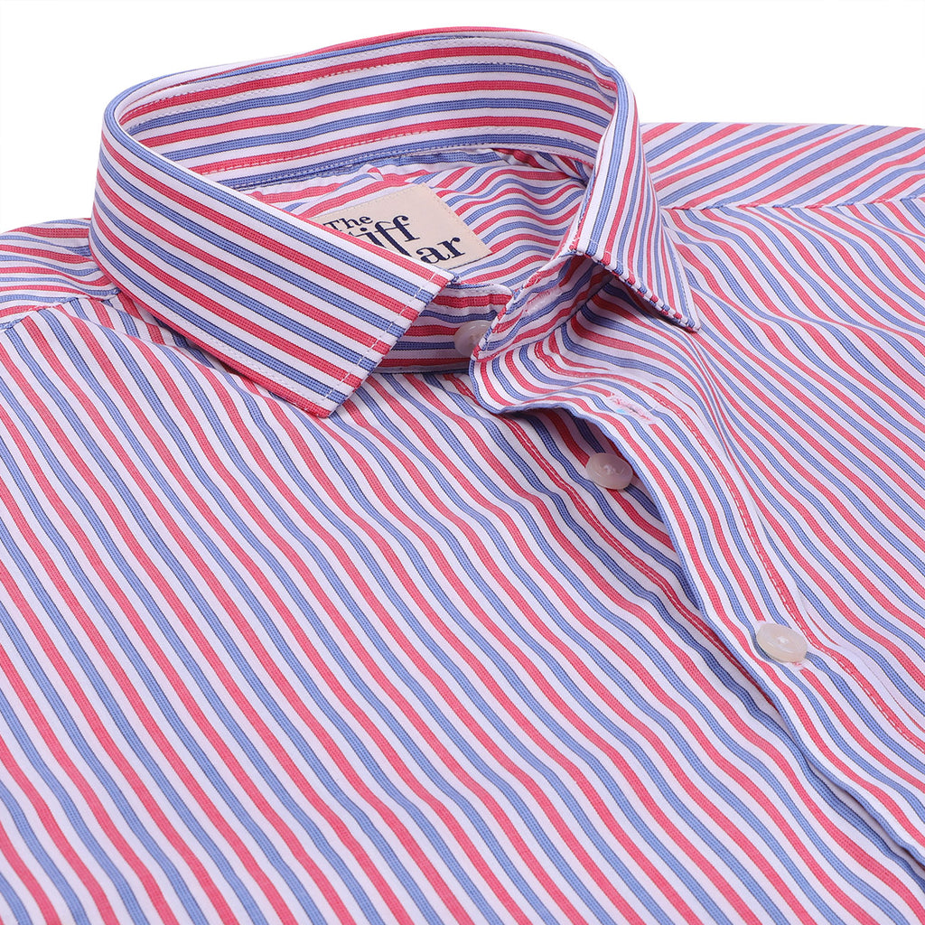 Blue Red Stripes Half Sleeve Shirt