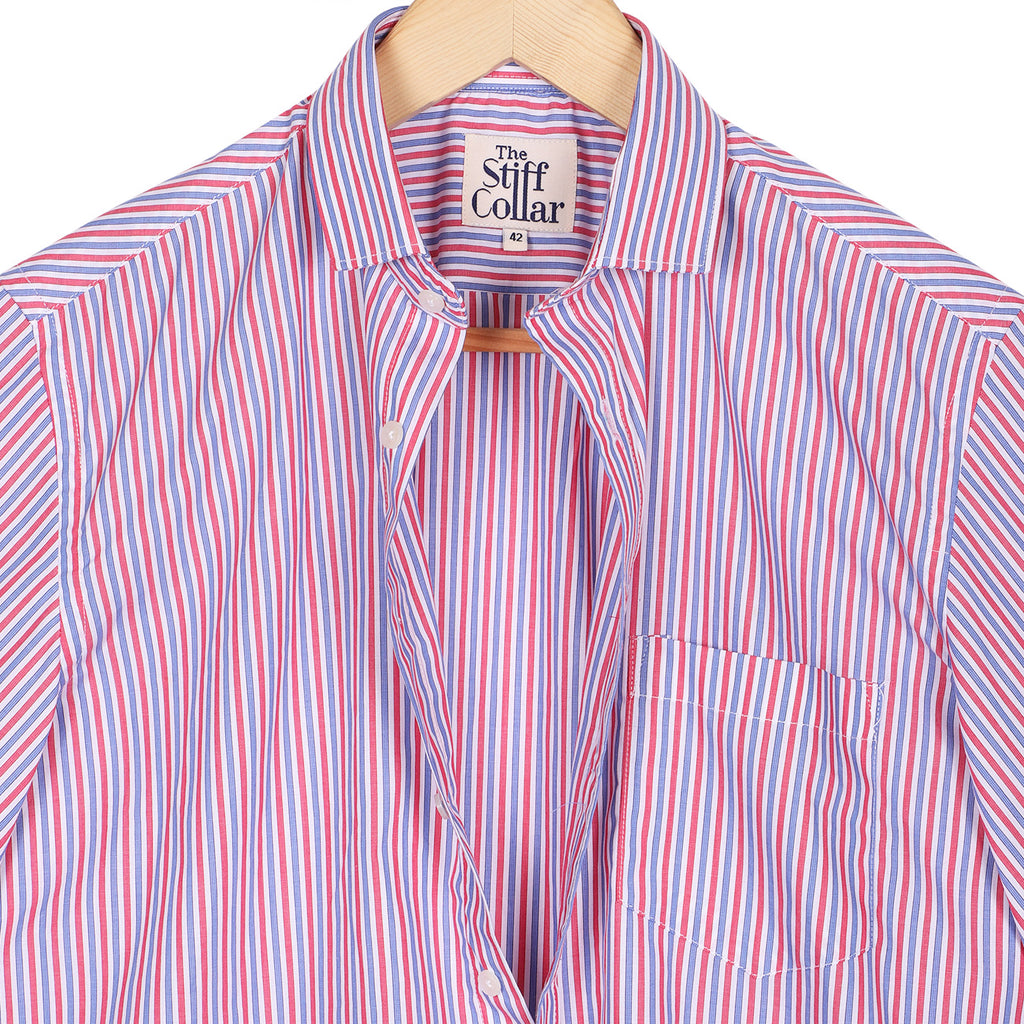Blue Red Stripes Half Sleeve Shirt