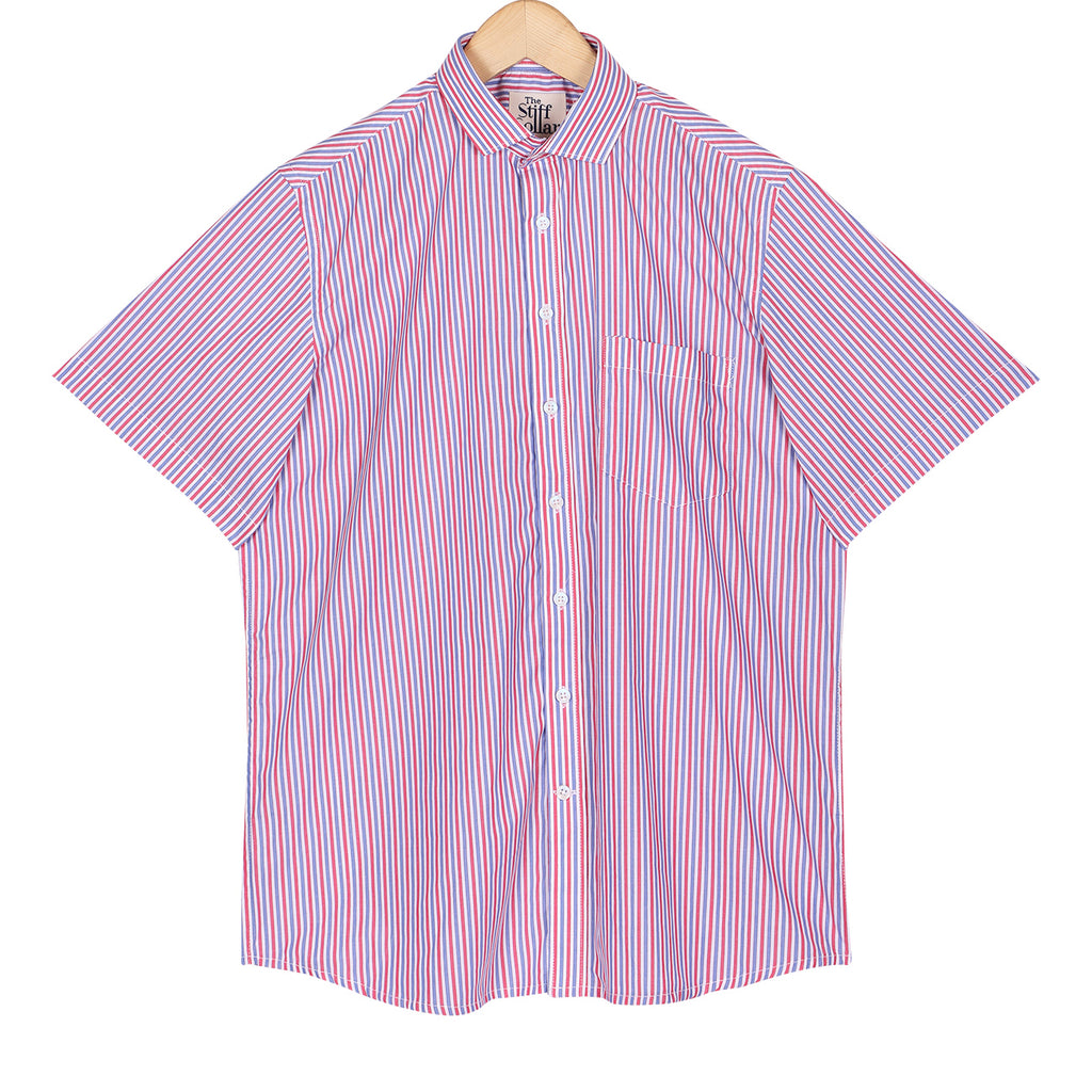 Blue Red Stripes Half Sleeve Shirt