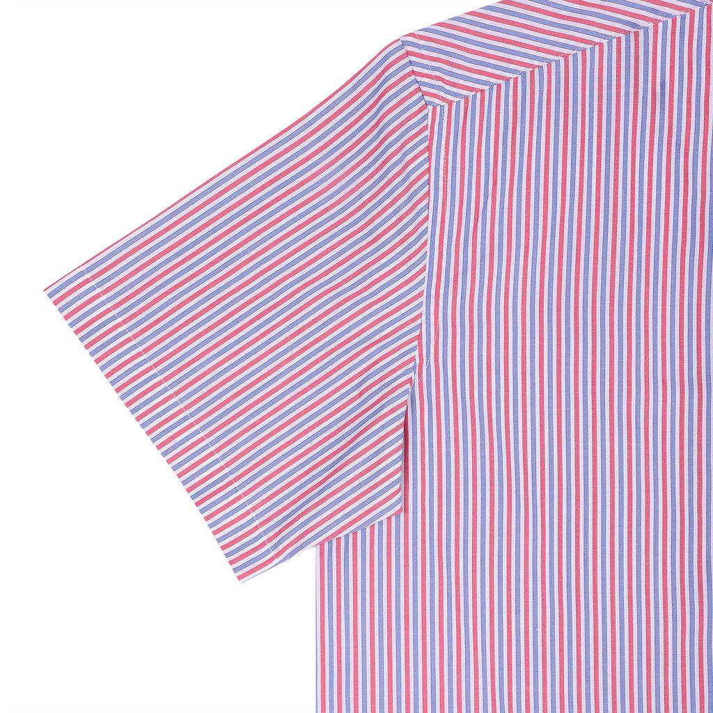 Blue Red Stripes Half Sleeve Shirt