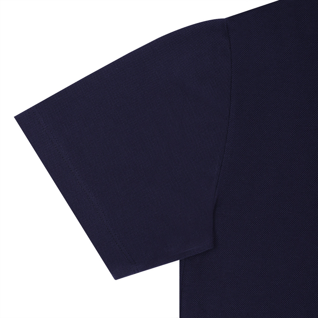 Navy Mandarin Collar Cotton T-shirt