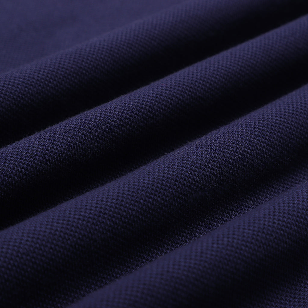 Navy Mandarin Collar Cotton T-shirt