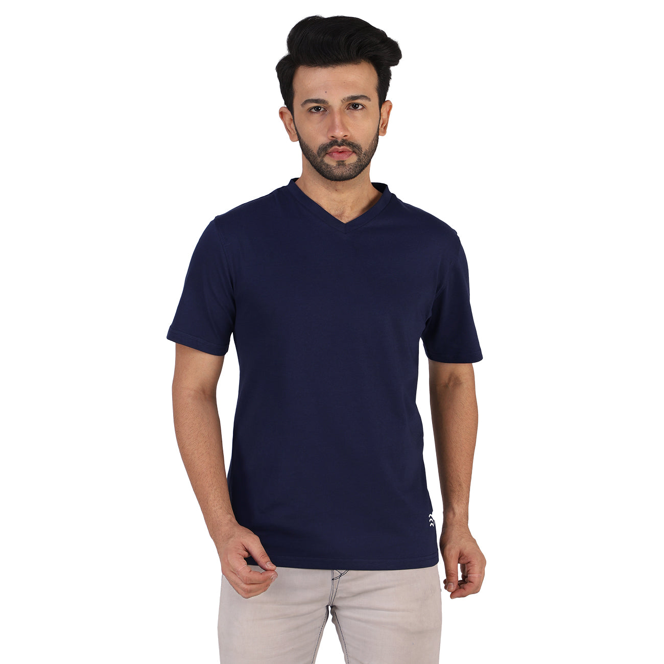 Shore Leave Midnight Navy V-Neck Premium Cotton T-shirt