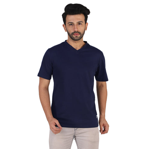 Navy Mandarin Collar Premium T-shirt