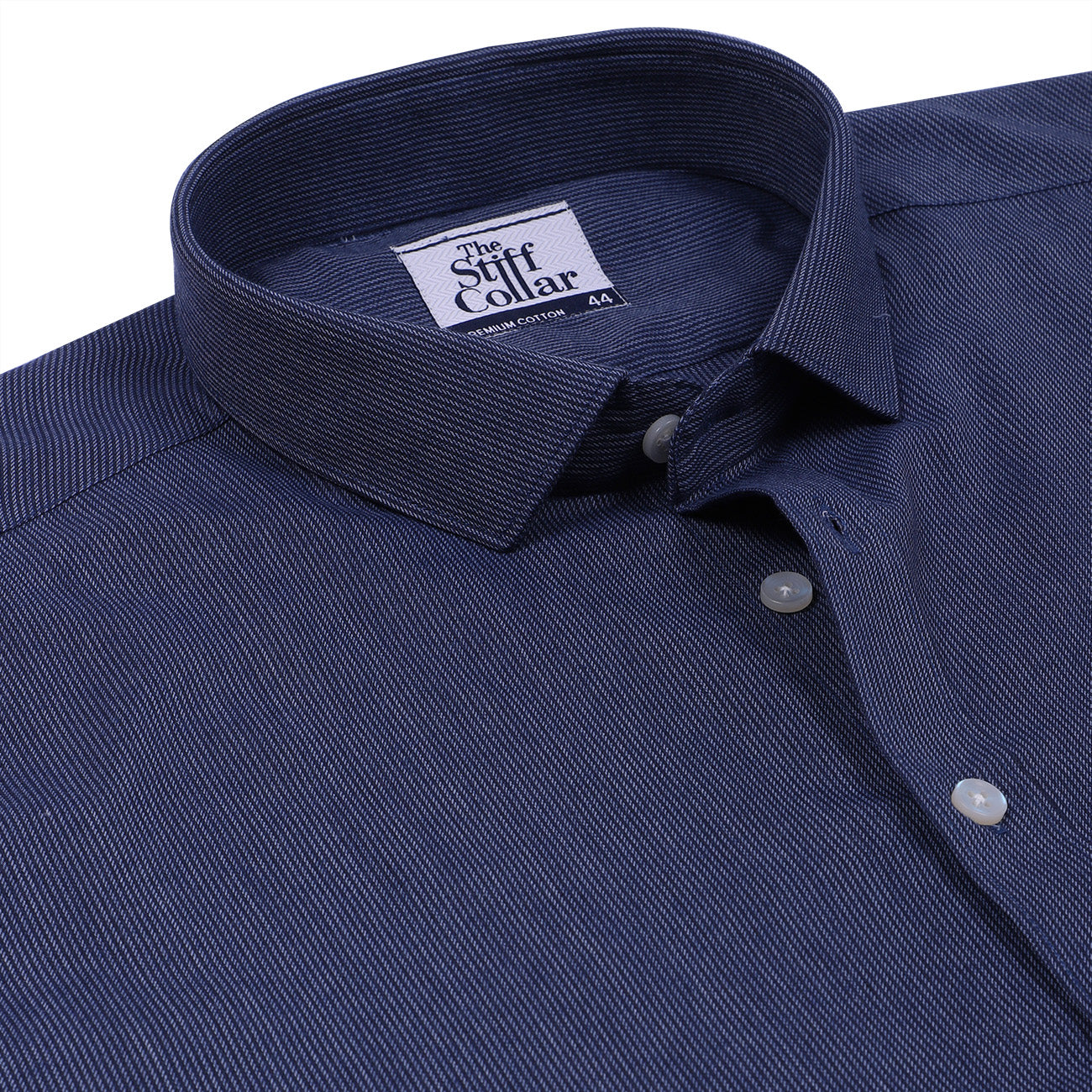 Luthai Shadow Navy Stripes Half Sleeve 2 Ply Giza Cotton Shirt