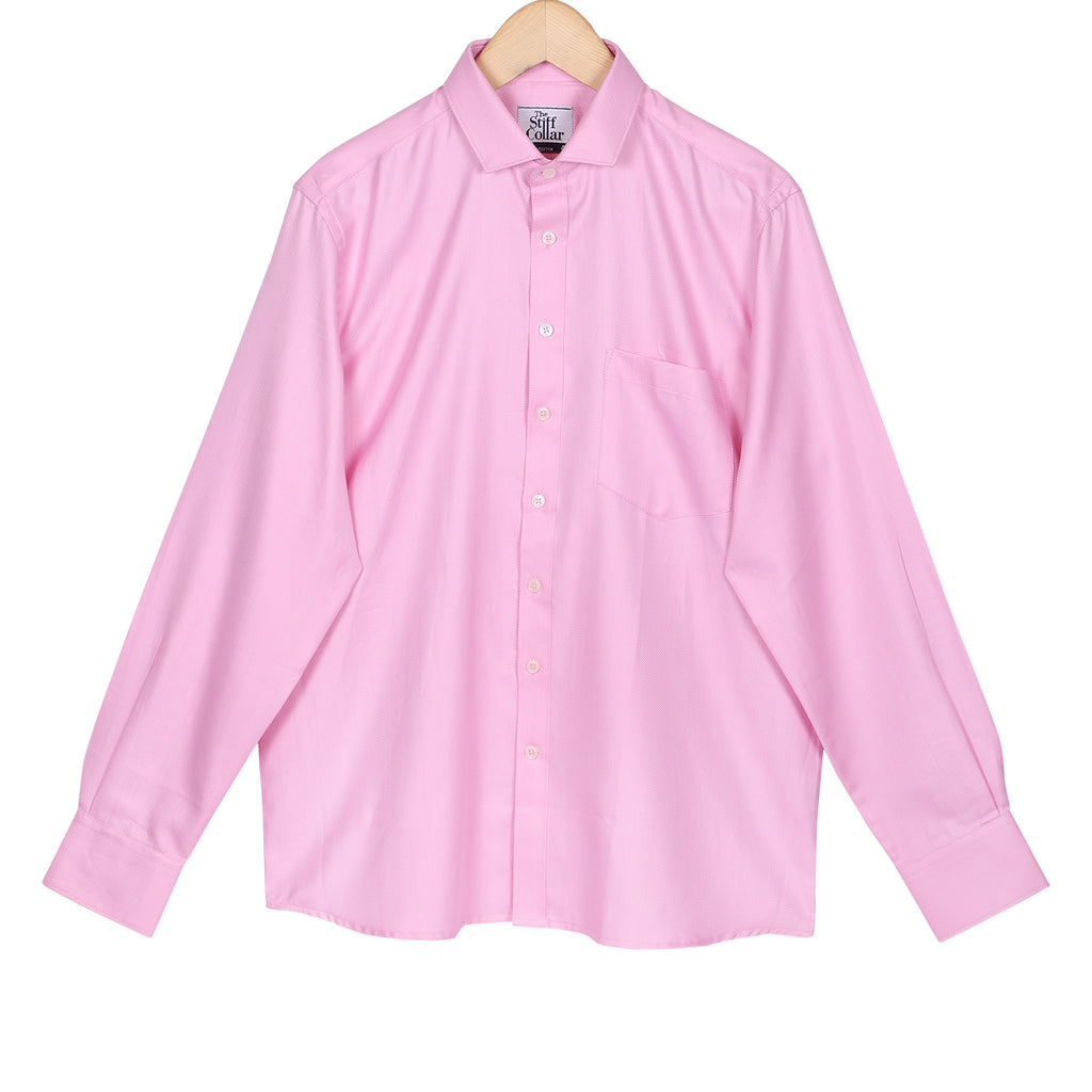 Monti Cerise Pink Herringbone 2 Ply Giza Cotton Formal Shirt