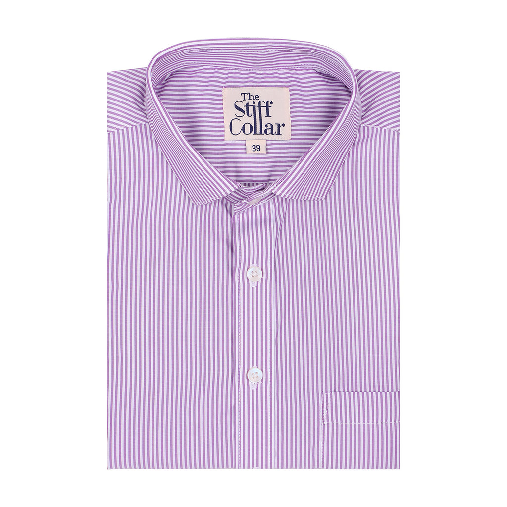 Lavender Stripes Half Sleeve Shirt