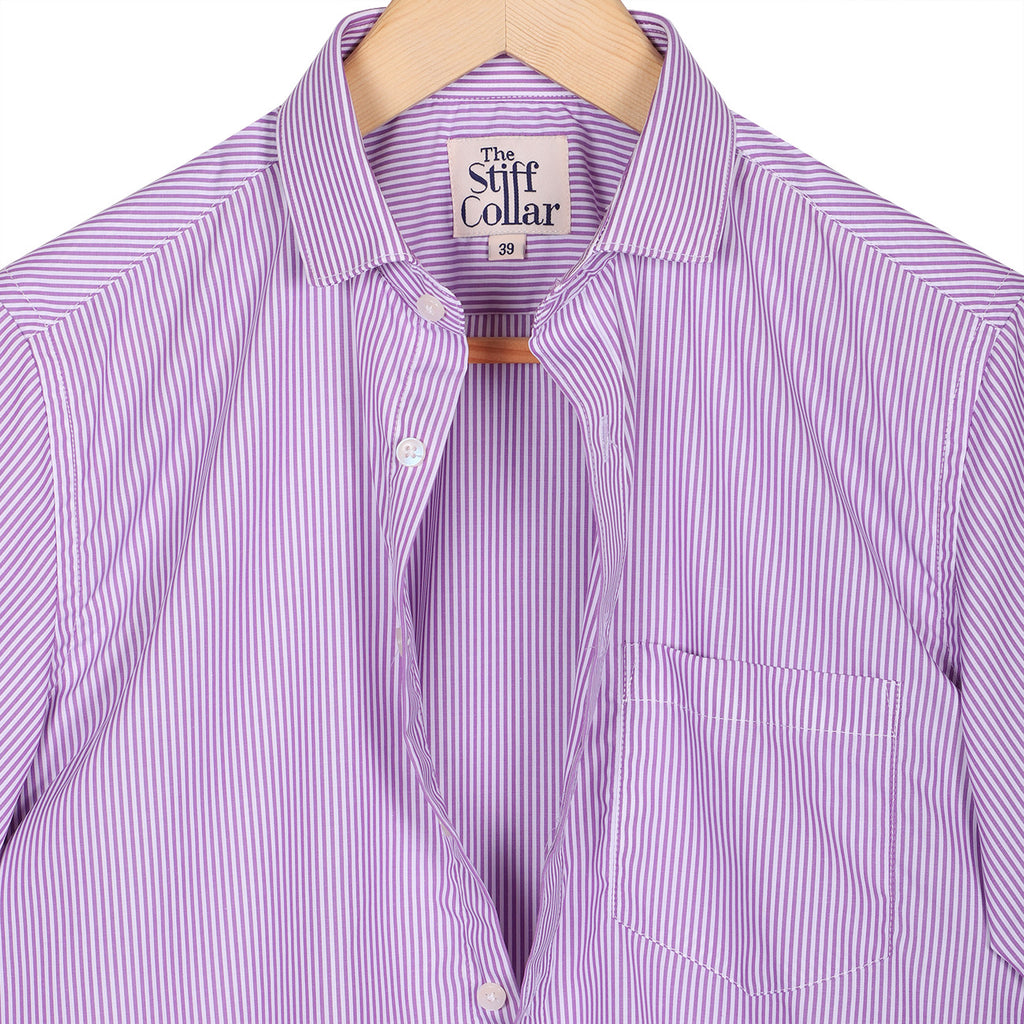 Lavender Stripes Half Sleeve Shirt