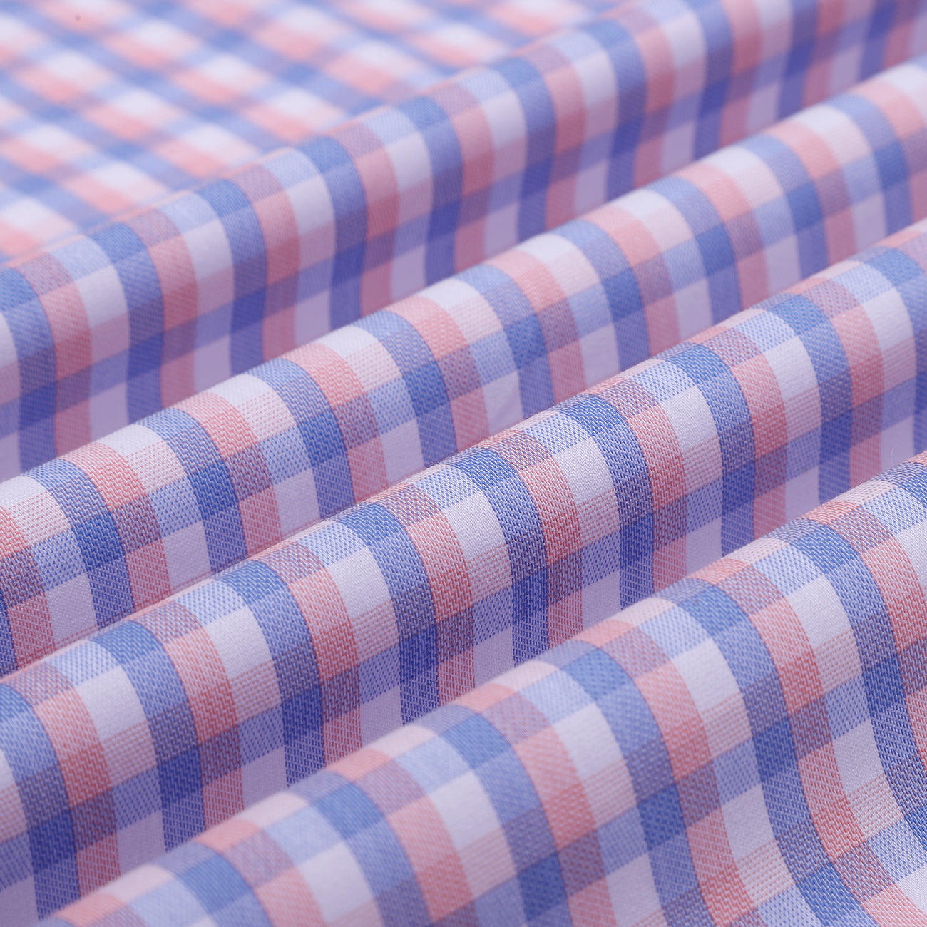 Luthai Wisteria Pink Checks Half Sleeve 2 Ply Giza Cotton Shirt