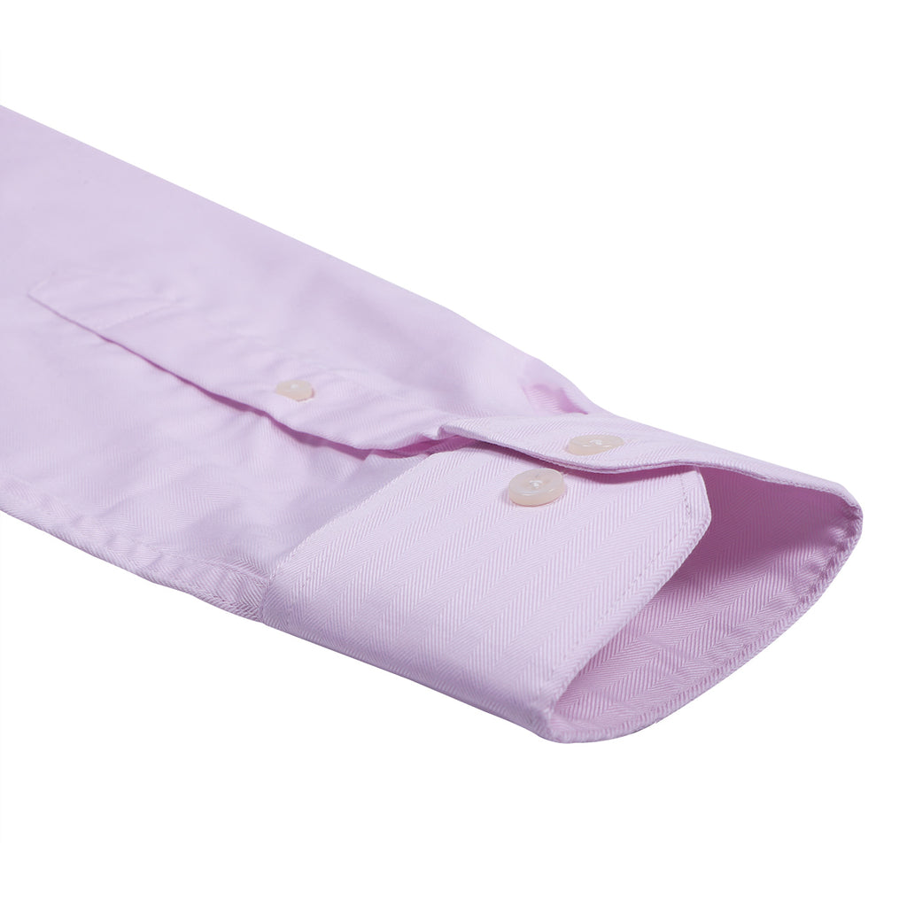 Luthai Mastani Pink Herringbone Button Down 2 Ply Premium Giza Cotton Shirt