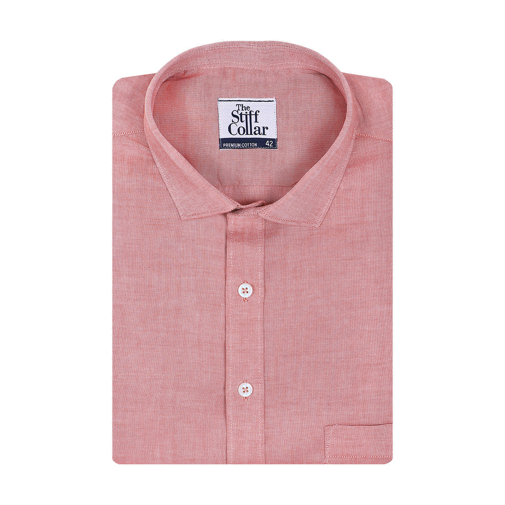 Monti Roasted Orange Oxford Chambray Regular Fit Cotton Shirt