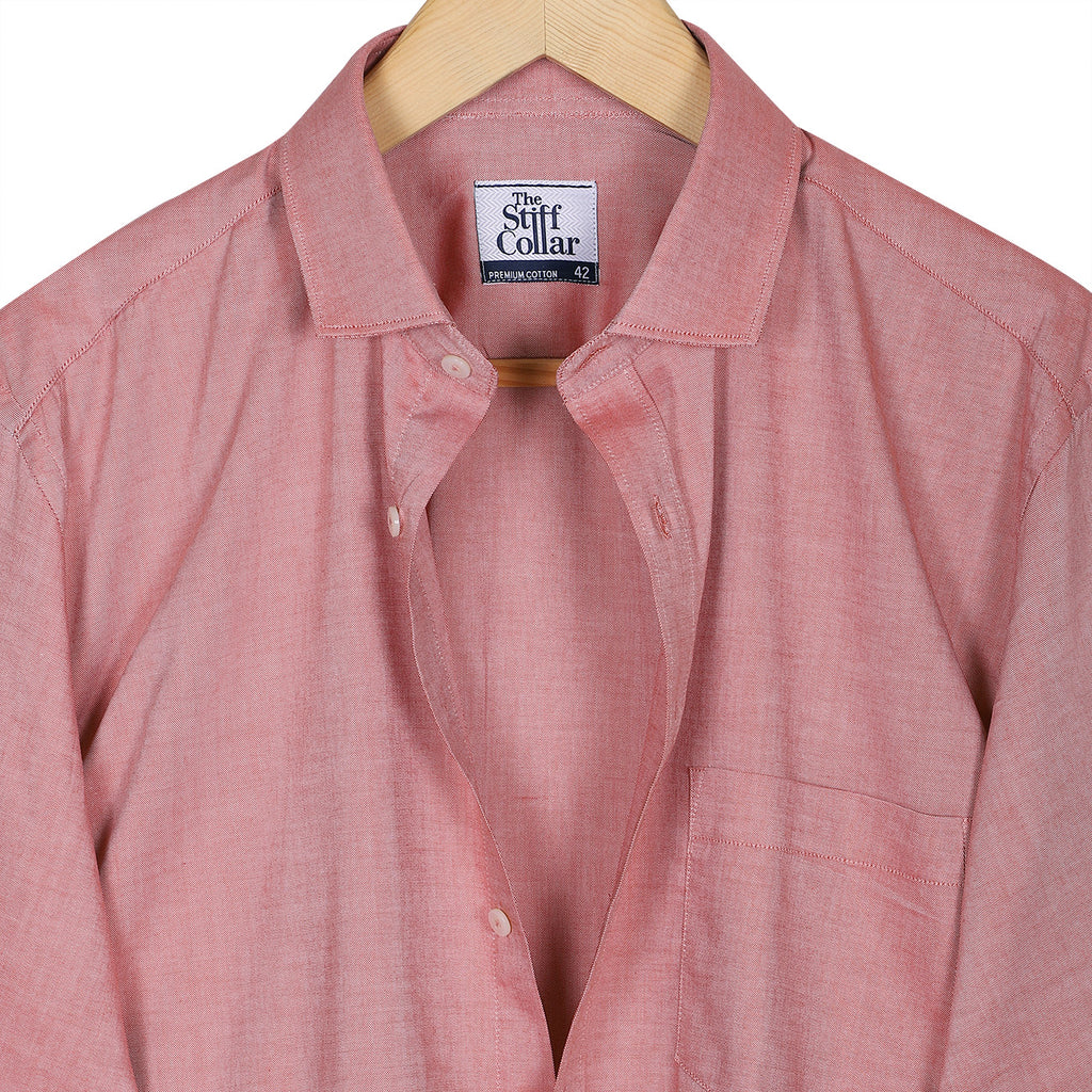 Monti Roasted Orange Oxford Chambray Regular Fit Cotton Shirt