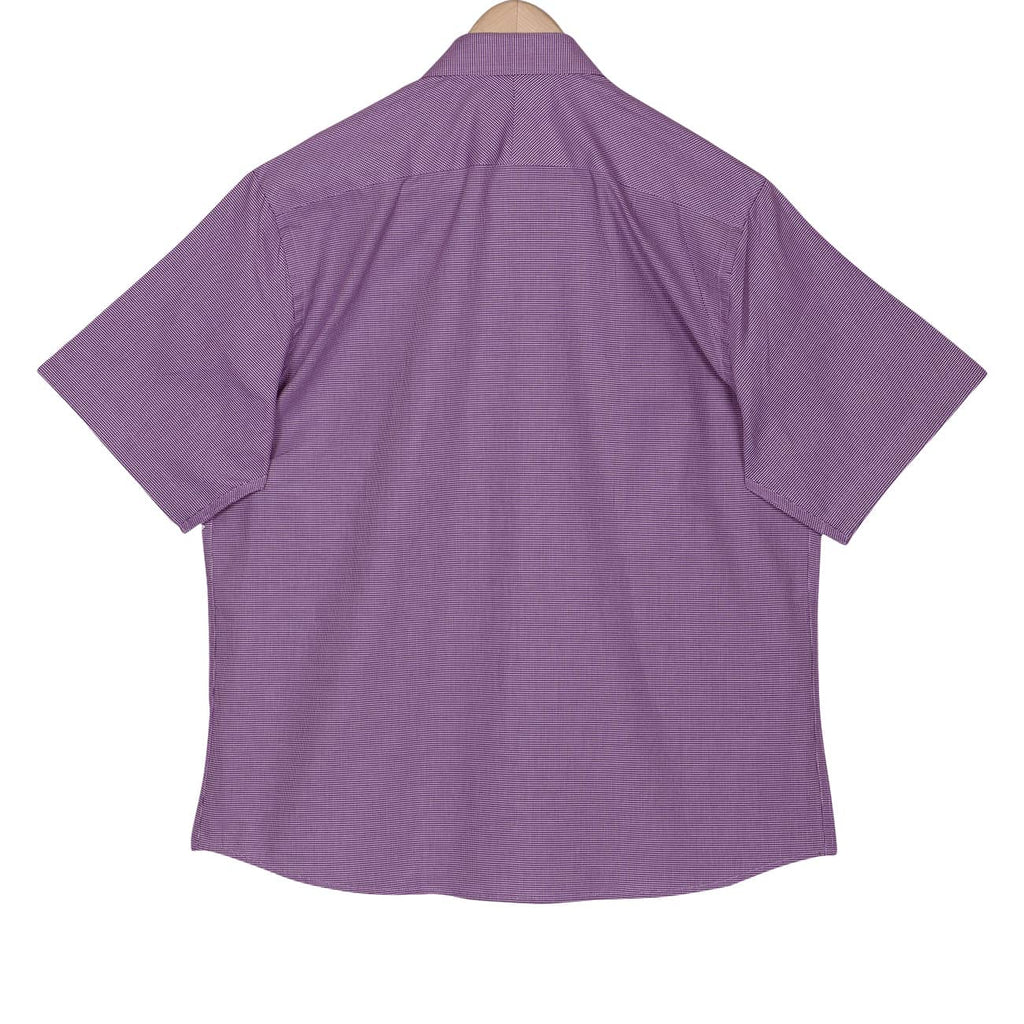 Iris Purple Micro Houndstooth Half Sleeves 2 Ply Giza Cotton Shirt