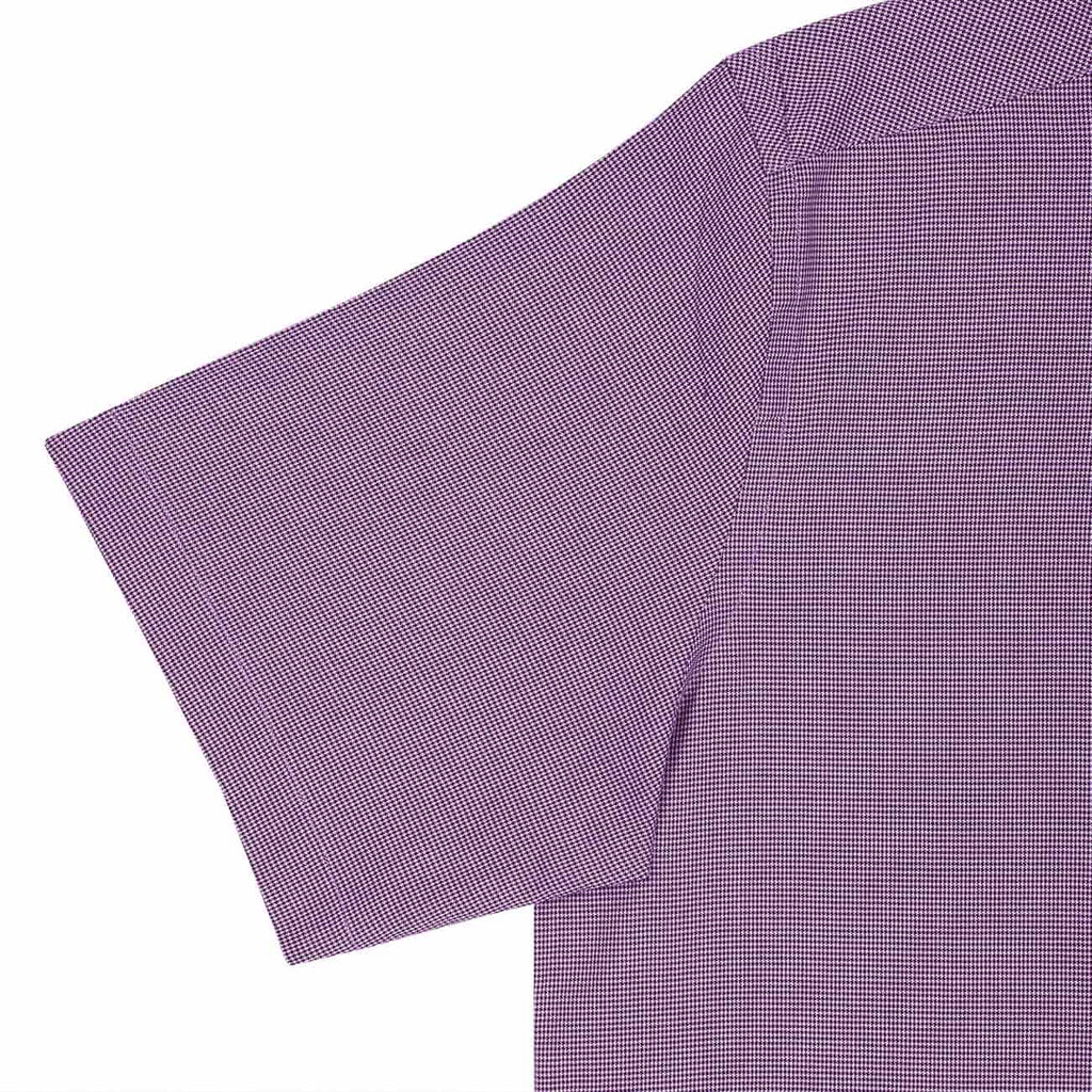 Iris Purple Micro Houndstooth Half Sleeves 2 Ply Giza Cotton Shirt