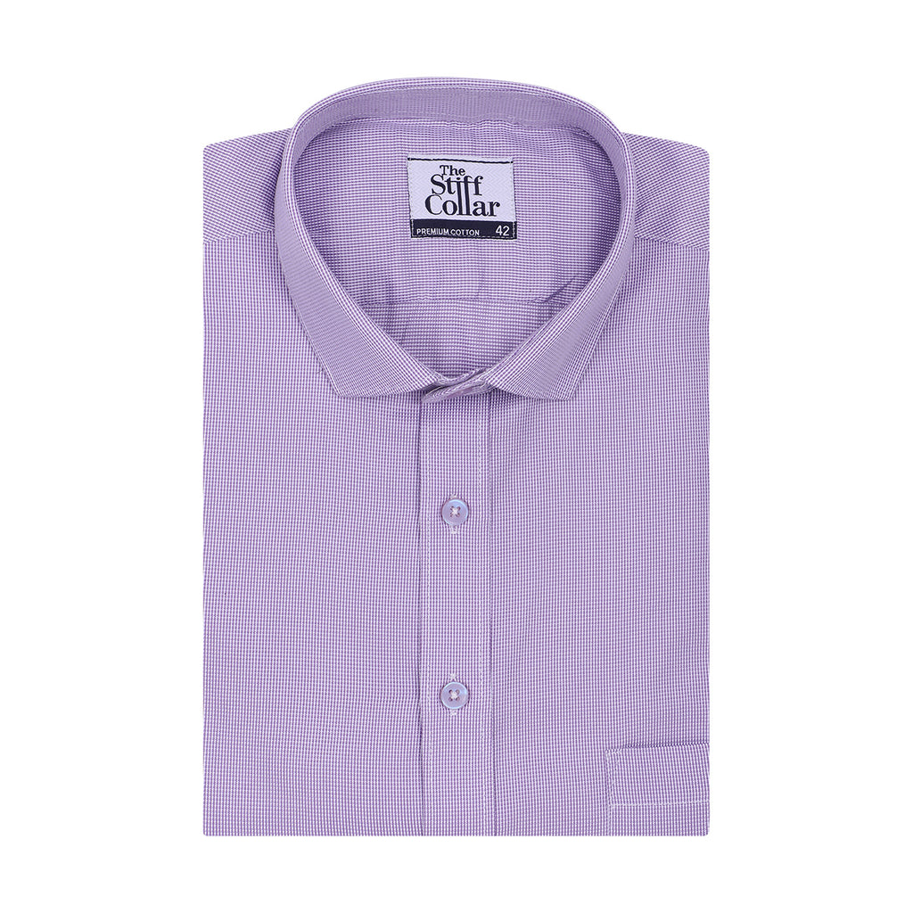 Luthai Misty Purple Dobby Half Sleeve 2 Ply Giza Cotton Shirt