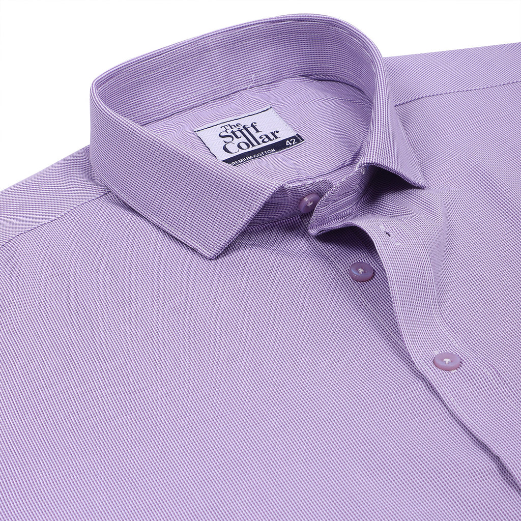 Luthai Misty Purple Dobby Half Sleeve 2 Ply Giza Cotton Shirt