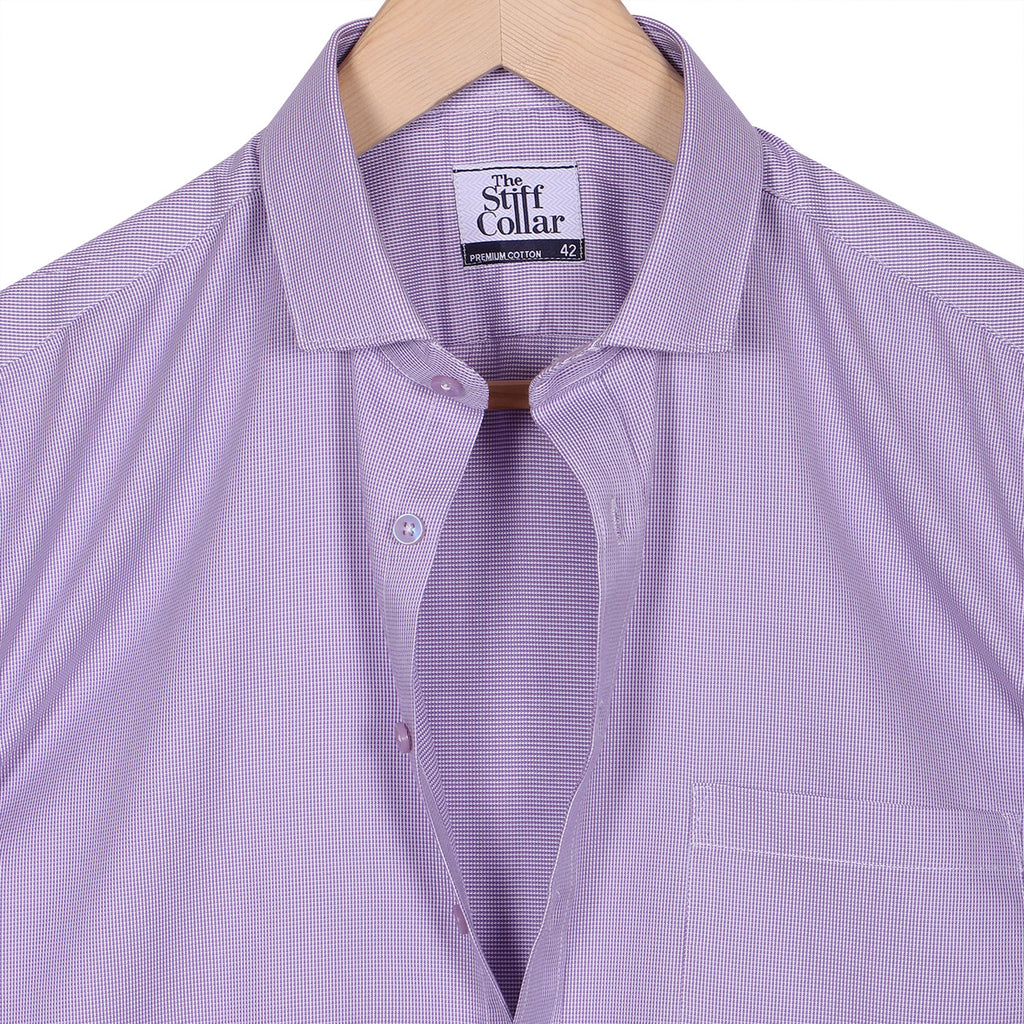 Luthai Misty Purple Dobby Half Sleeve 2 Ply Giza Cotton Shirt