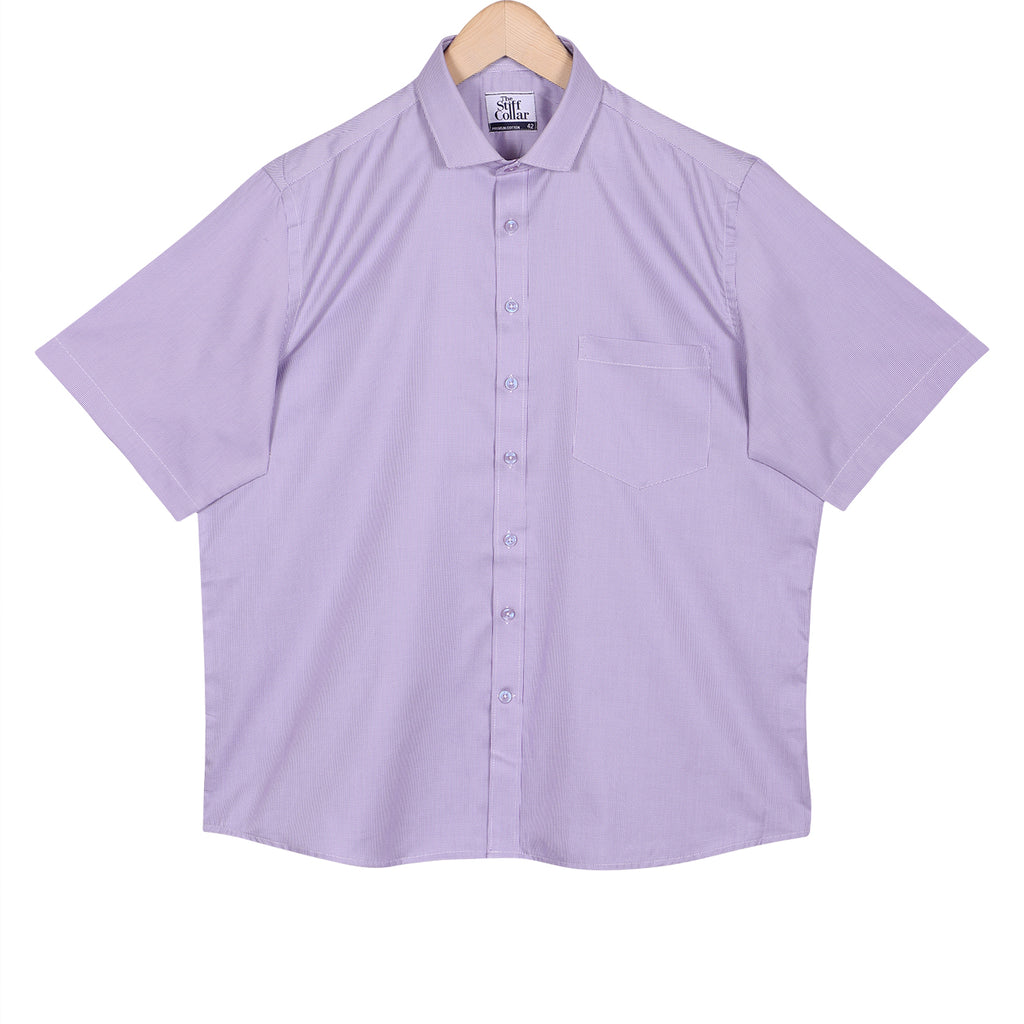 Luthai Misty Purple Dobby Half Sleeve 2 Ply Giza Cotton Shirt