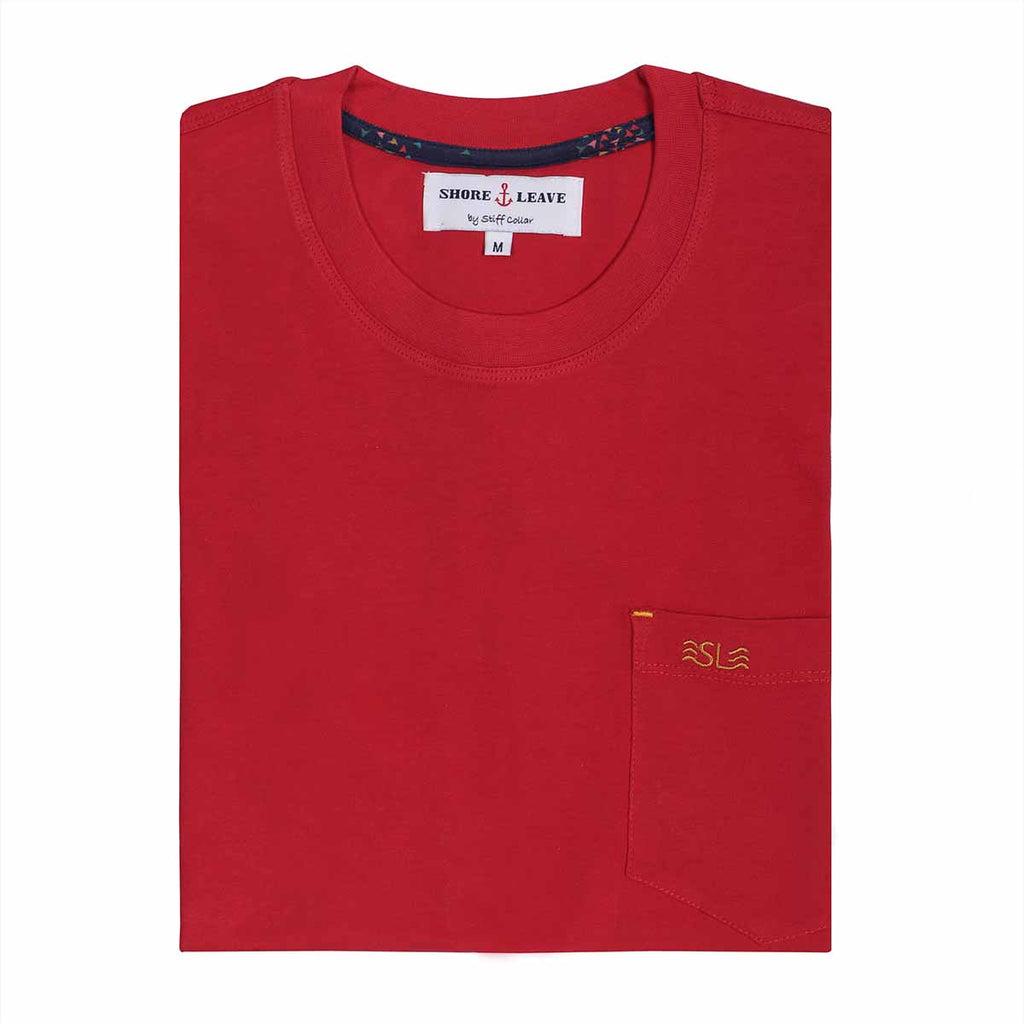 Bright Red Round Neck Cotton Tee