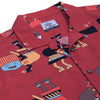 Red Tribal Celebration Print Cuban Collar Half Sleeve Shirt