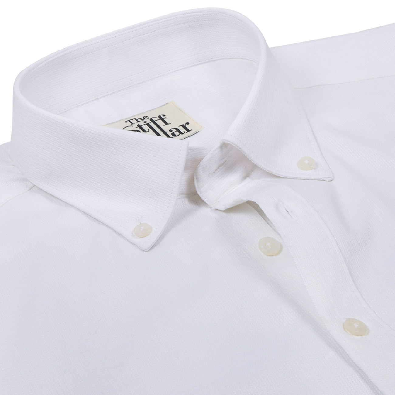 Elvis White Herringbone Wrinkle Free Button Down 2 Ply Premium Giza Cotton Shirt