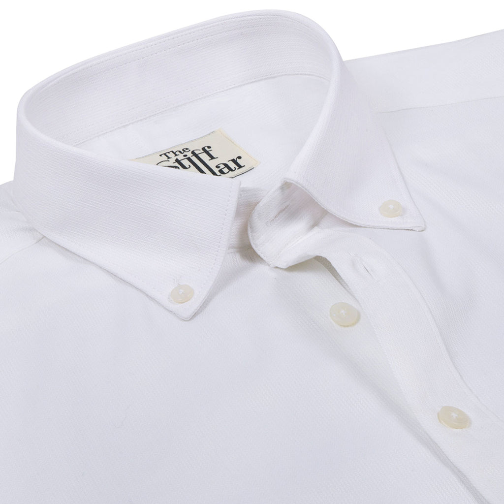 Elvis White Herringbone Wrinkle Free Button Down 2 Ply Premium Giza Cotton Shirt