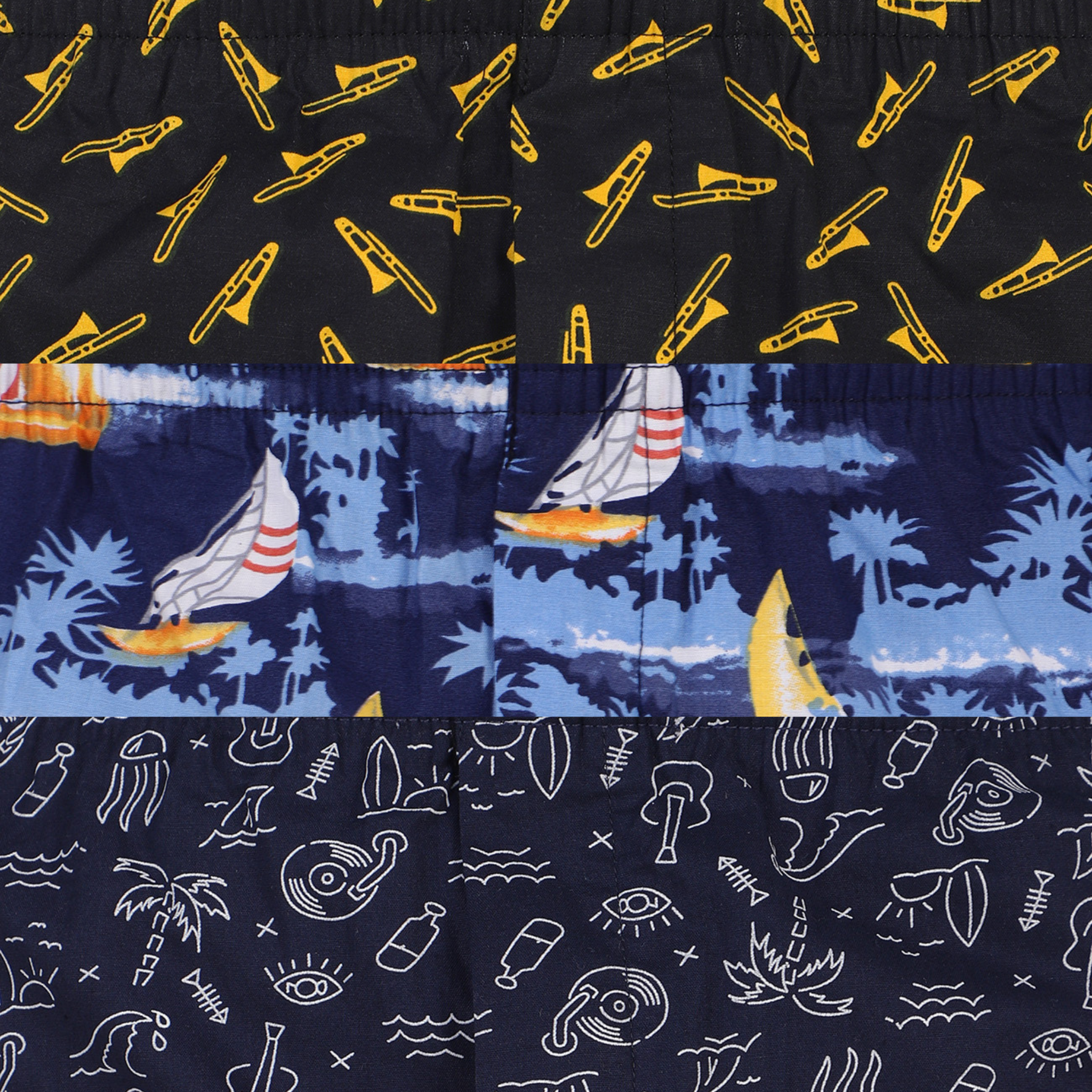 Pack of 3 Pure cotton Boxers (Navy, Blue, Black)