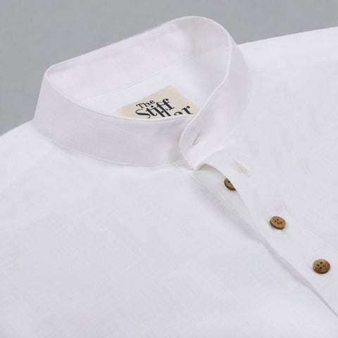 Persian Blue Dobby Mandarin Collar Giza Cotton Shirt