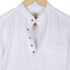 Frost White Cotton Linen Rolled-up Sleeve Short Kurta
