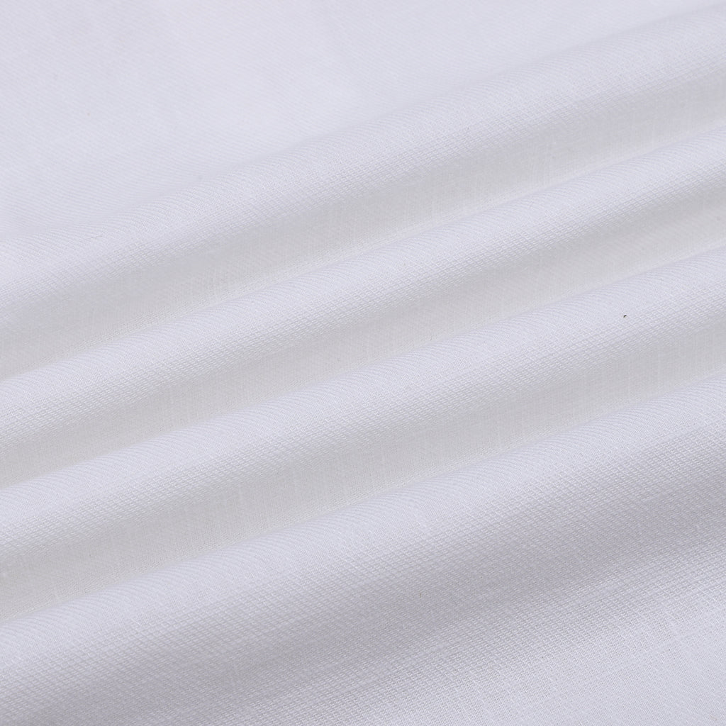 Frost White Cotton Linen Rolled-up Sleeve Short Kurta