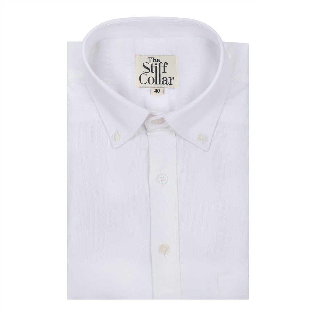 Elvis White Herringbone Wrinkle Free Button Down 2 Ply Premium Giza Cotton Shirt