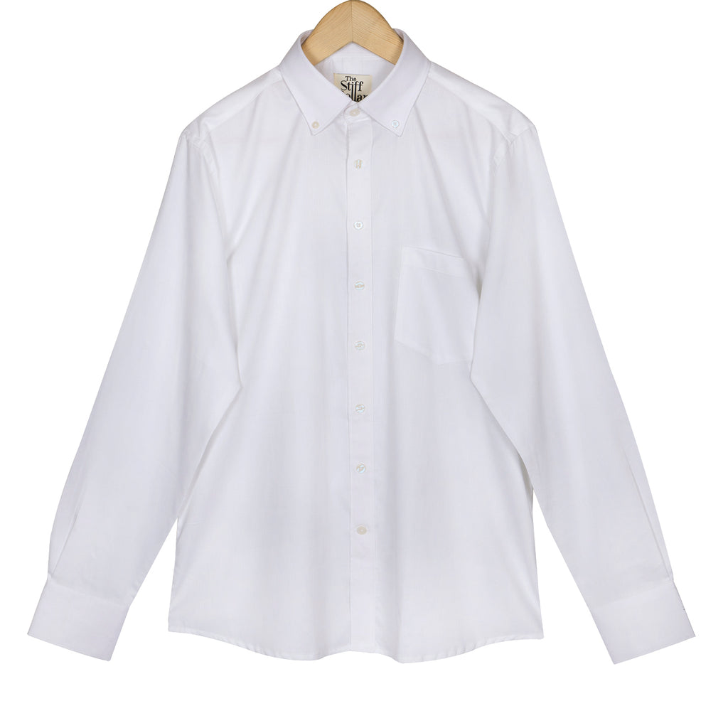 Elvis White Herringbone Button Down 2 Ply Premium Giza Cotton Shirt