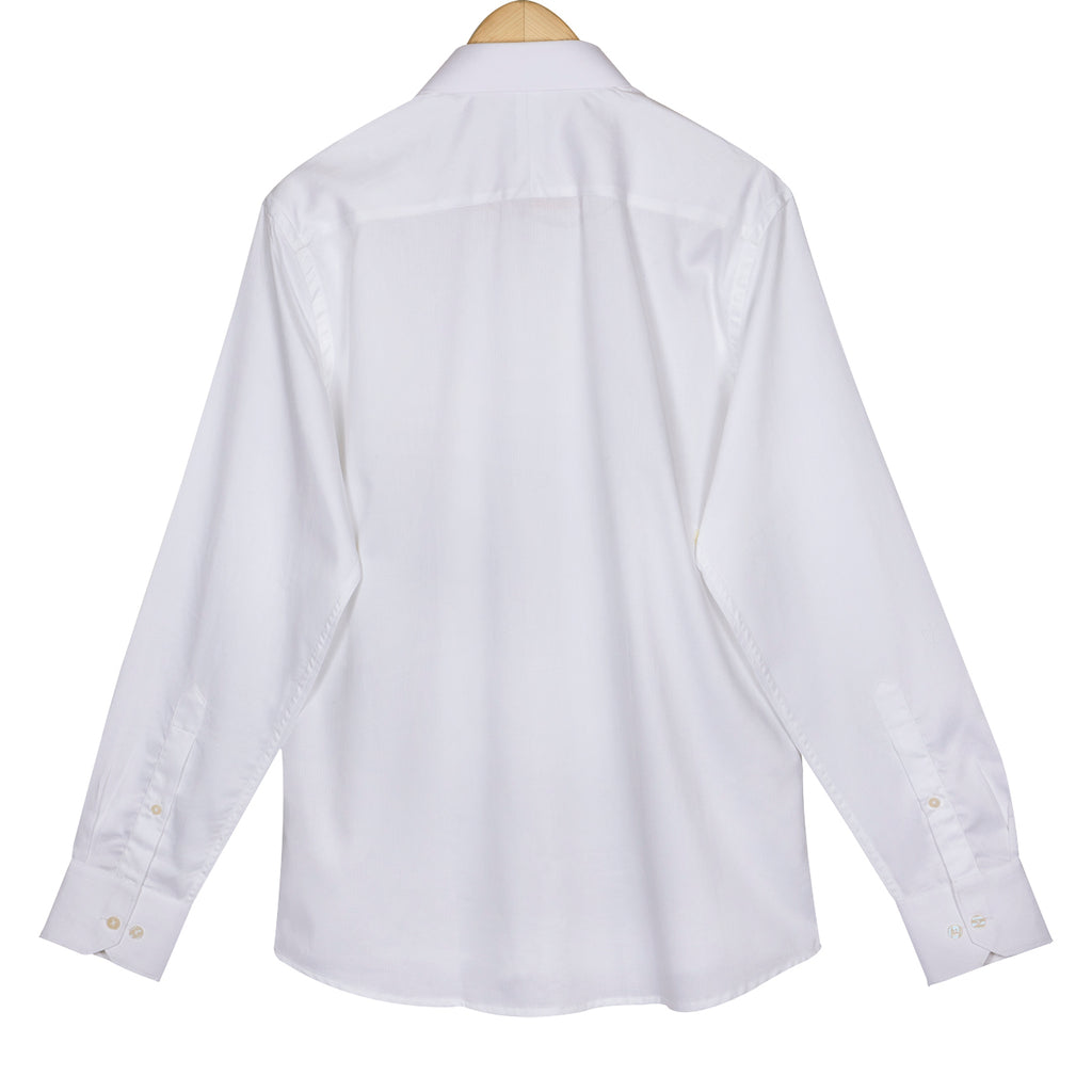 Elvis White Herringbone Wrinkle Free Button Down 2 Ply Premium Giza Cotton Shirt