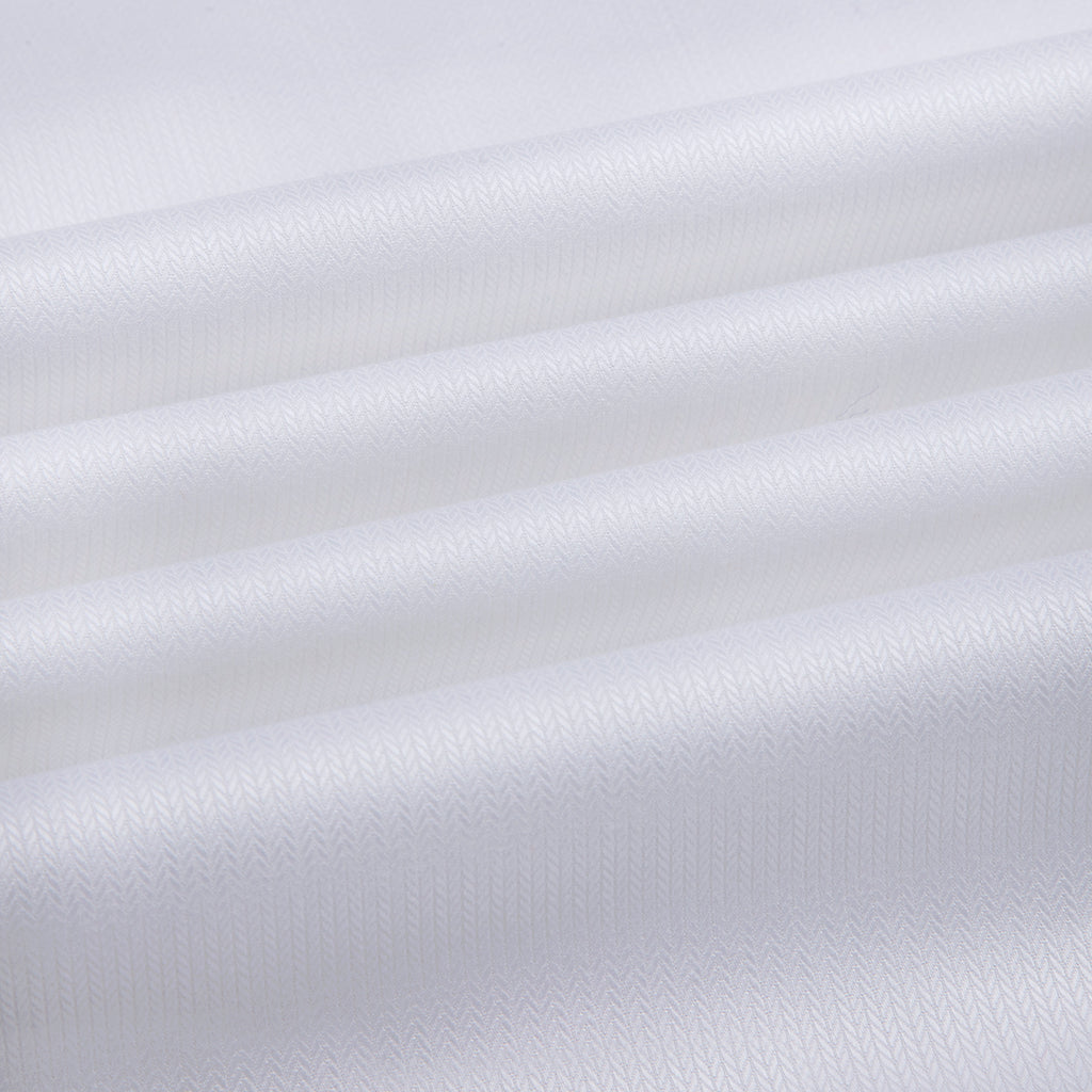 Elvis White Herringbone Wrinkle Free Button Down 2 Ply Premium Giza Cotton Shirt