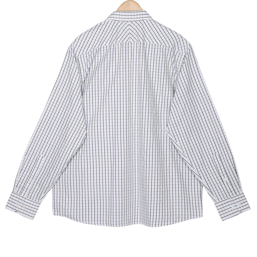 White Green Tattersall Checks Plus Size Cotton Shirt