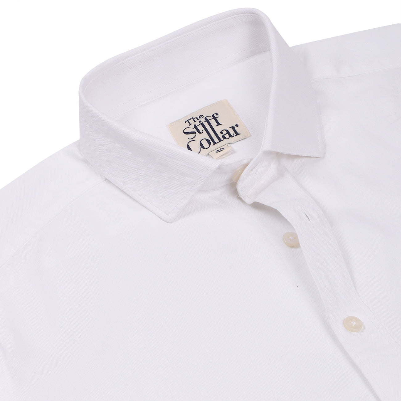 Luthai Premium White Herringbone 2 Ply Giza Cotton Regular Fit Shirt