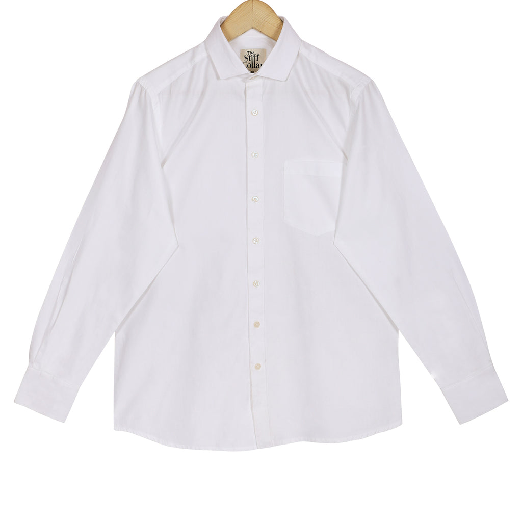 Luthai Premium White Herringbone 2 Ply Giza Cotton Regular Fit Shirt