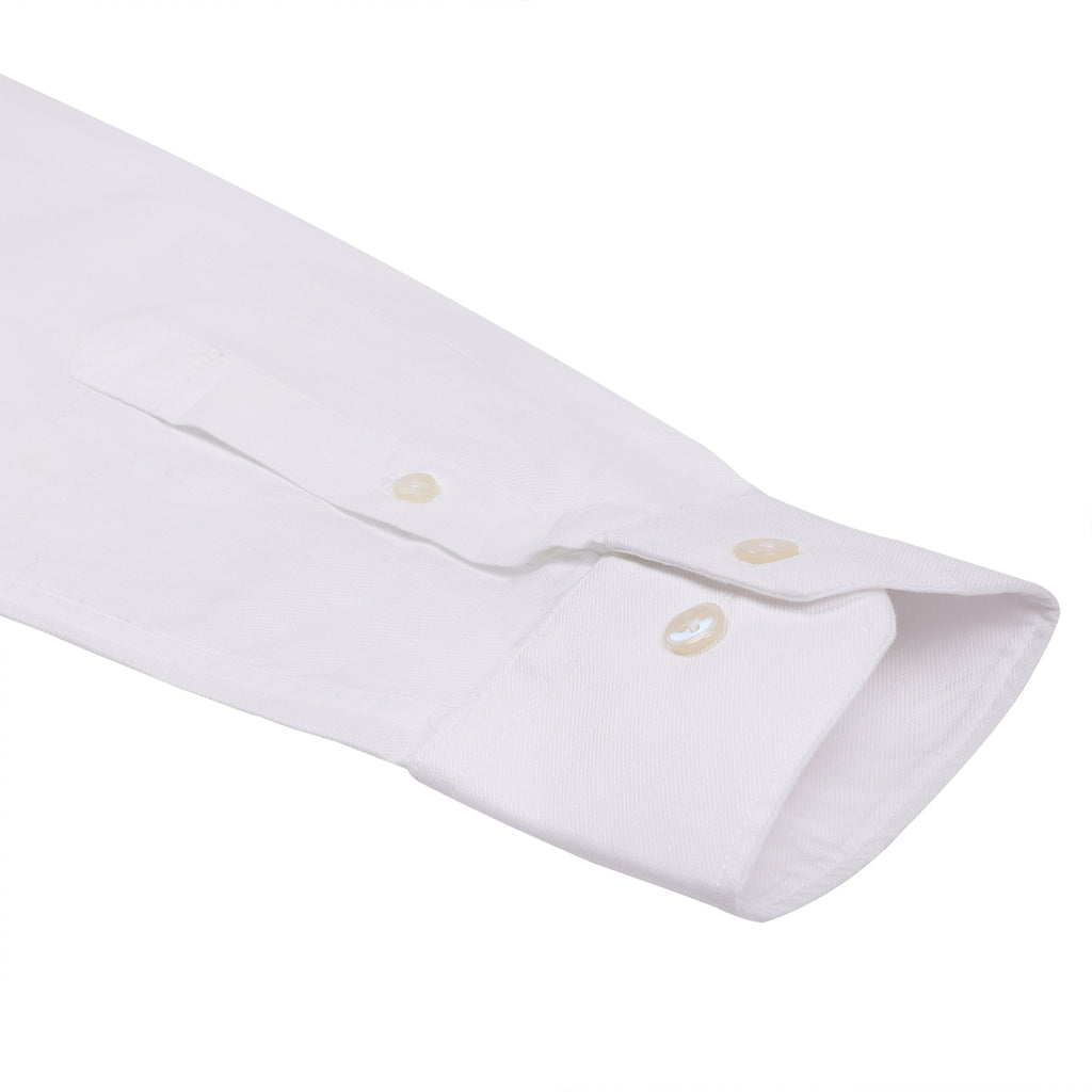 Luthai Premium White Herringbone 2 Ply Giza Cotton Regular Fit Shirt